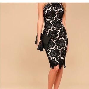 Lulu’s Lace Halter Top Cocktail Dress
